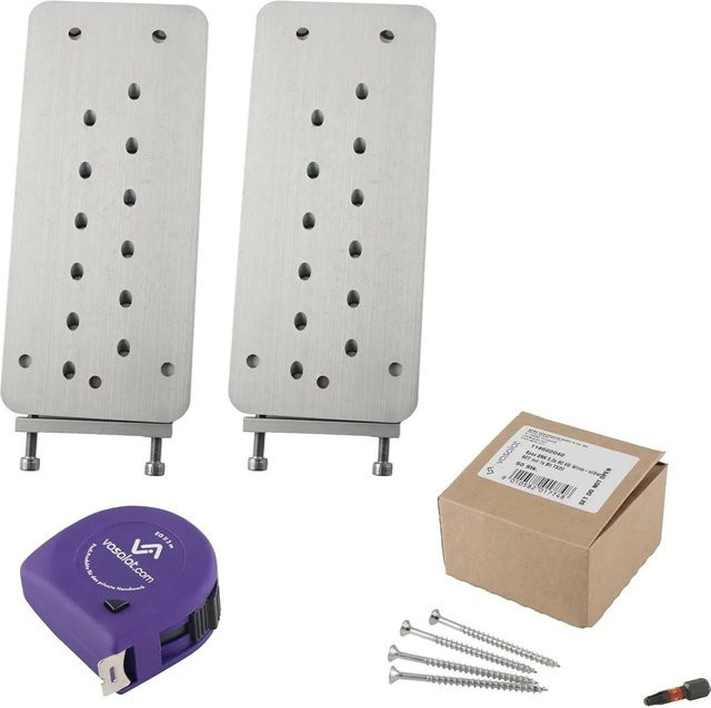 vasalat Set HVP Schwerlastverbinder aus Aluminium in Silber, B/H: 80 x 180 mm, Dicke: 12 mm, inklusive Spax-Sicherungsschrauben und TX20 Bit - Bild 1