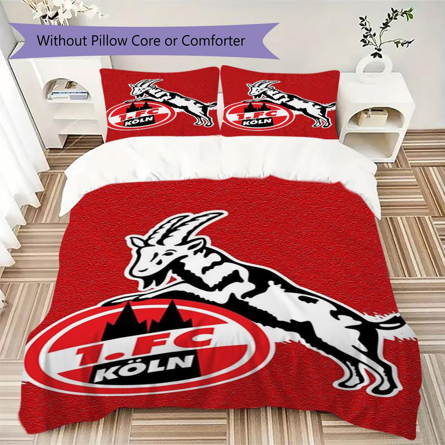 FC Köln Muster Bettwäsche Set mit Reißverschluss, Farbe: Weiß, B/H: 240 x 220 cm, Set bestehend aus 1 Bettbezug und 2 Kissenbezügen - Bild 3