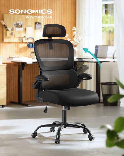 Ergonomischer SONGMICS Bürostuhl in Schwarz mit Kopfstütze und Armlehnen für dein Home-Office - Bild 1