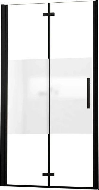 AICA Duschkabine als Falttür in Schwarz mit teilsatinierter ESG-Nanoglas-Oberfläche, B: 110 cm, H: 195 cm - Bild 1