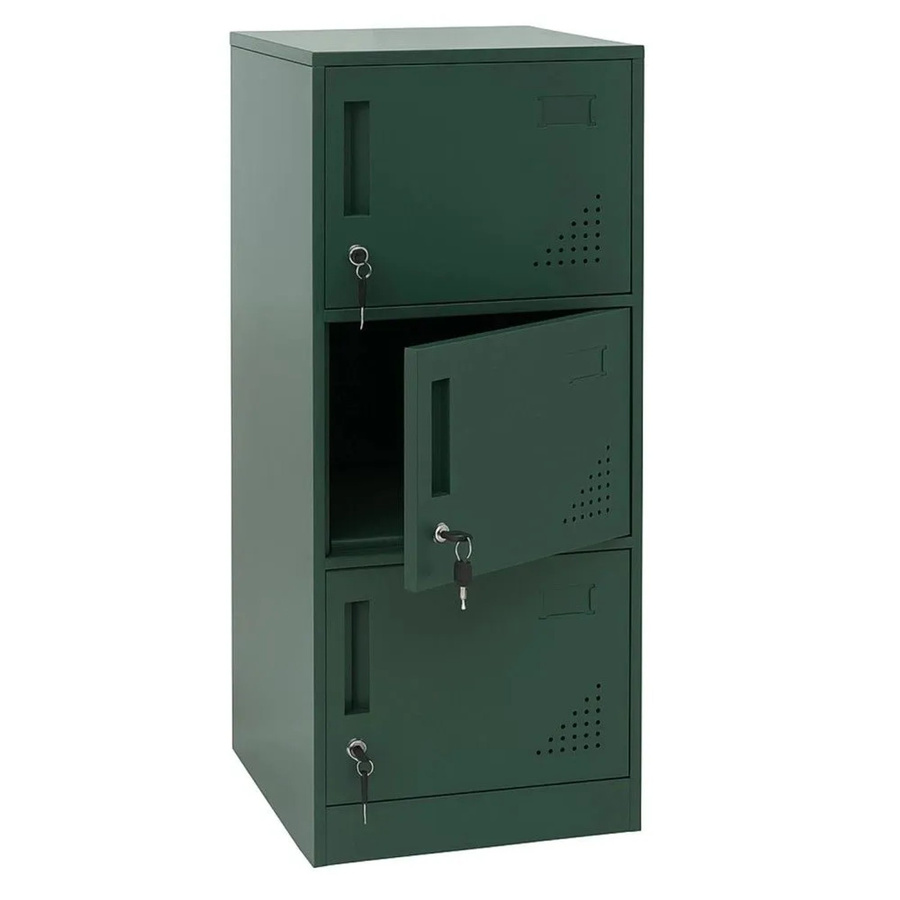 MCW Spind MCW-P63 Wertfachschrank aus Stahl mit 3 Türen, Farbe: Grün, B/T/H: 90 x 38 x 45 cm - Bild 2