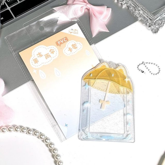 Niedlicher Acryl Fotokartenhalter in Regenschirm-Design für Koreanische Idole, Kartenaufsteller für den Schreibtisch, Farbe: Gelb - Bild 1