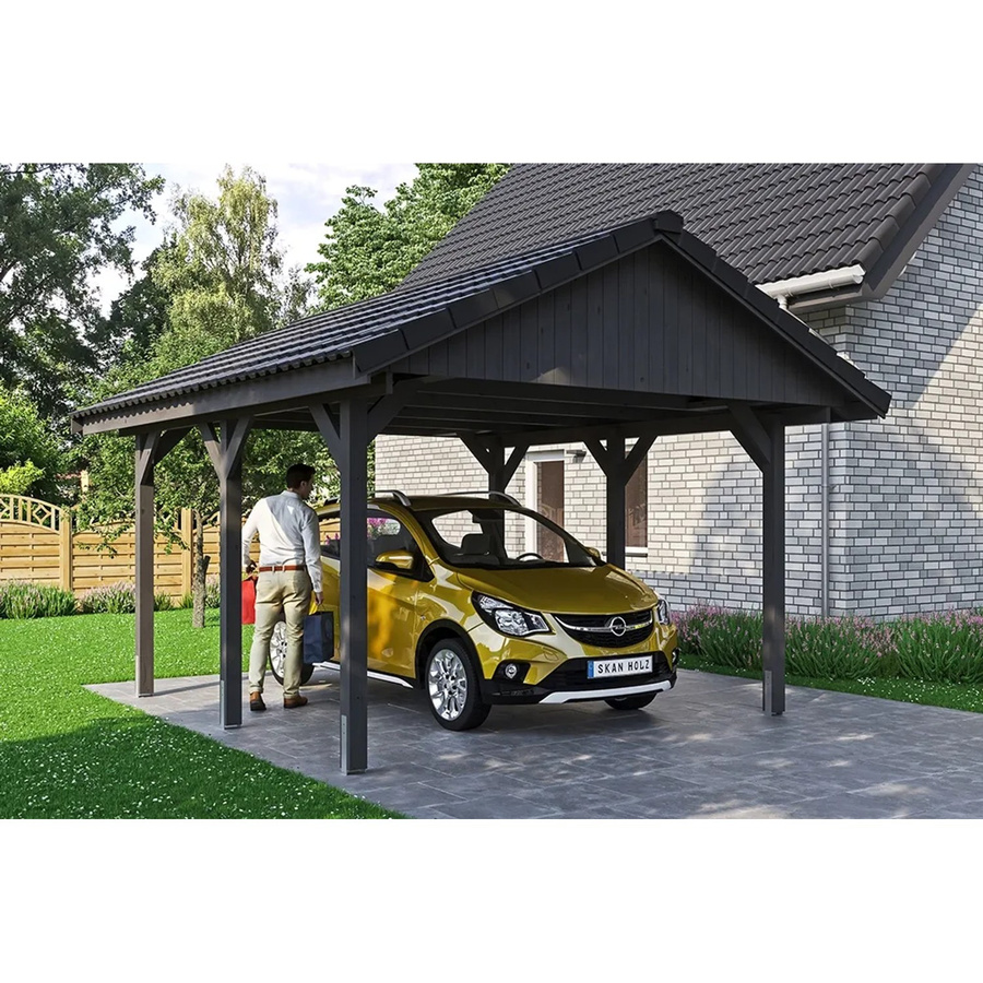 Satteldach-Carport Wallgau von SKANHOLZ in Schiefergrau mit Dachlattung, B/T: 430 x 500 cm, Firsthöhe: 326 cm - Bild 2