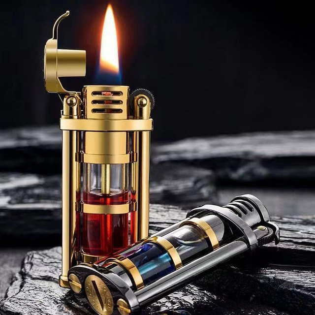 ZORRO Retro-Feuerzeug aus transparentem Material als tragbares Kerosin-Öltank-Feuerzeug in den Farben Transparent und Braun - Bild 1