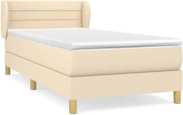 vidaXL Boxspringbett mit Matratze in Beige, Hybrid-Design mit Taschenfederkern, B/T: 90 x 190 cm - Bild 1