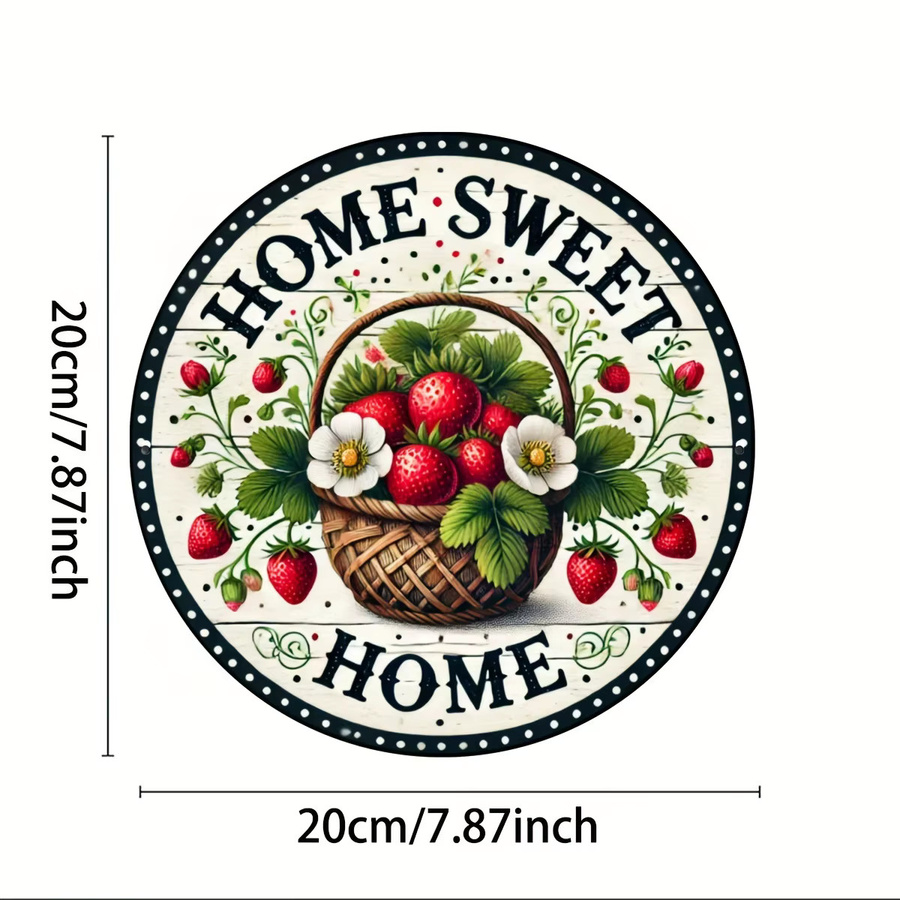 Rundes Erdbeerschild Potdemiel im Retro-Stil als Türbehang mit floralem Design, Durchmesser: 20 cm - Bild 2