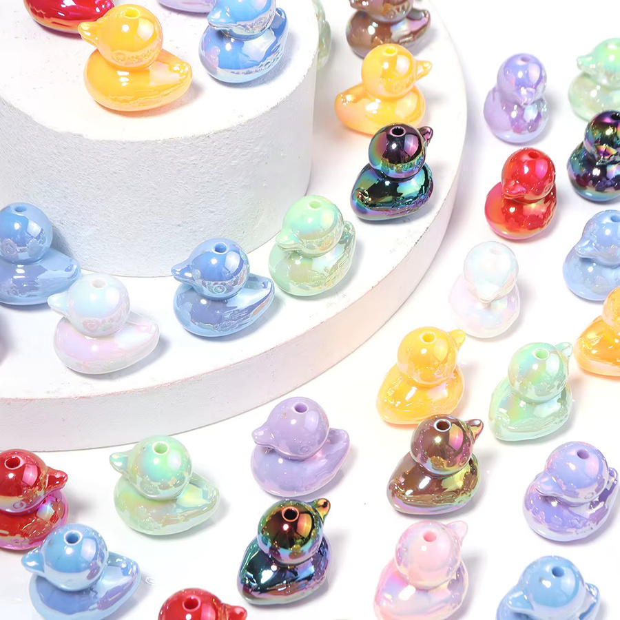 lingsai Charms, 5 Stück/Set, Cartoon-Enten-Form, Acryl, Bunt, Unisex - Bild 2