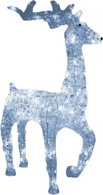 Lex XXL LED Acryl Hirsch Weihnachtsfigur in Weiß, beleuchtet in Kaltweiß für Außen und Innen, Höhe: 120 cm - Bild 1