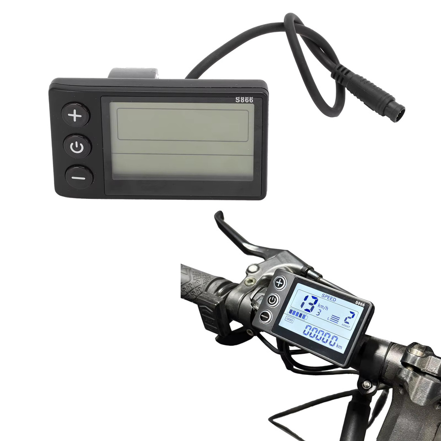 DOACT Elektrofahrrad LCD-Display S866 ABS Bedienfeld mit 6-Pin Wasserdichtem Anschluss für Roller-Modifikation, Schwarz - Bild 2