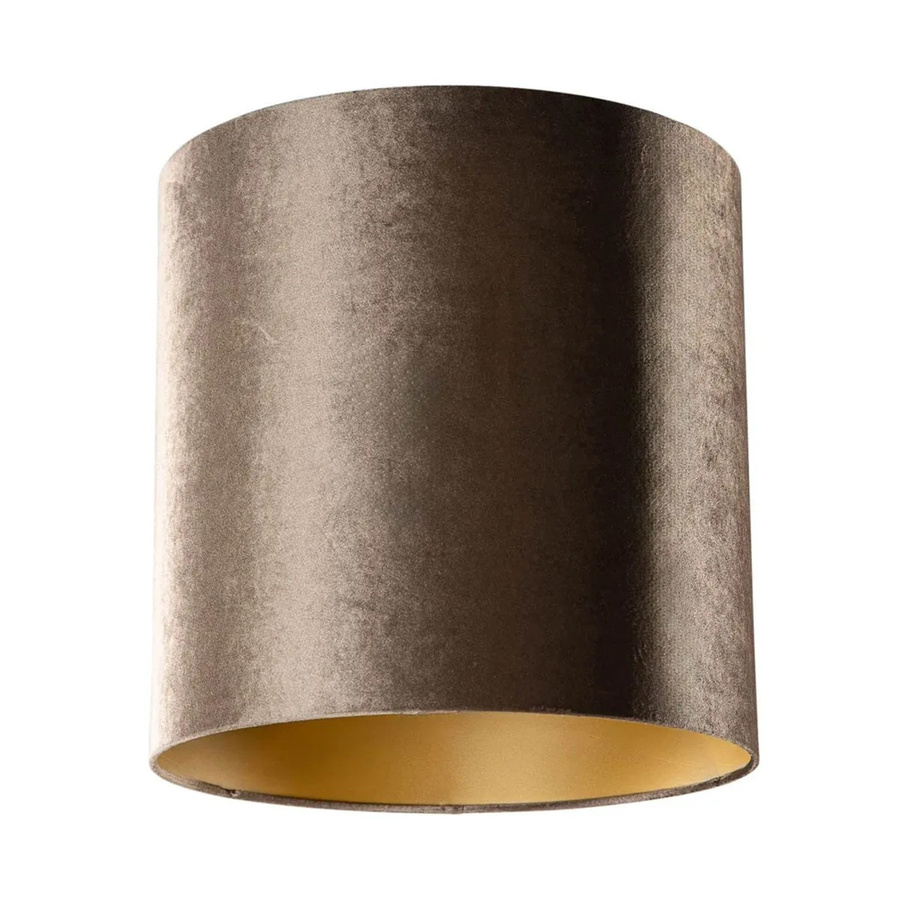 QAZQA Samtlampenschirm Braun mit goldener Innenseite, rund, E27, Durchmesser: 40 cm, Höhe: 40 cm - Bild 2