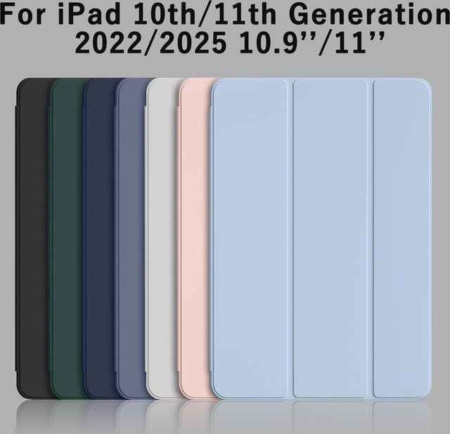 Apple iPad 10. und 11. Generation Schutzhülle aus PU-Leder mit dreifach gefalteter Flip-Funktion und Magnetständer in Blau oder Weiß - Bild 1