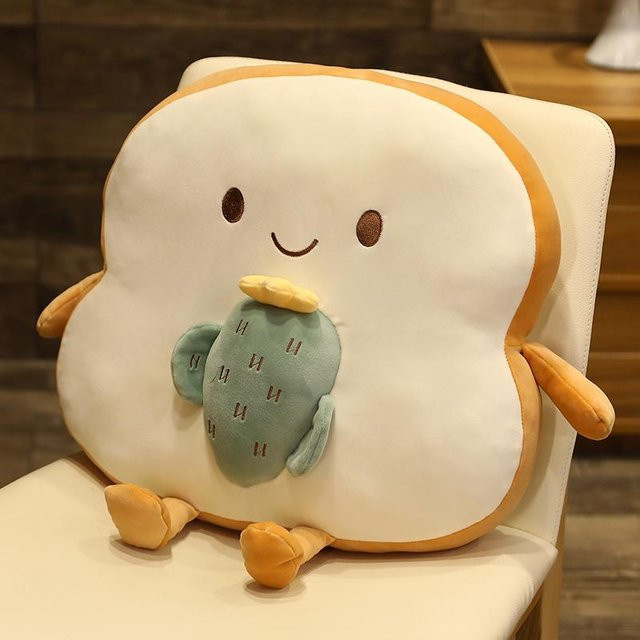 Yiran Health & Beauty Kawaii Toast Plüschkissen mit Armen und Beinen, weiß, Breite: 35 cm, Tiefe: 35 cm, Höhe: 35 cm - Bild 1