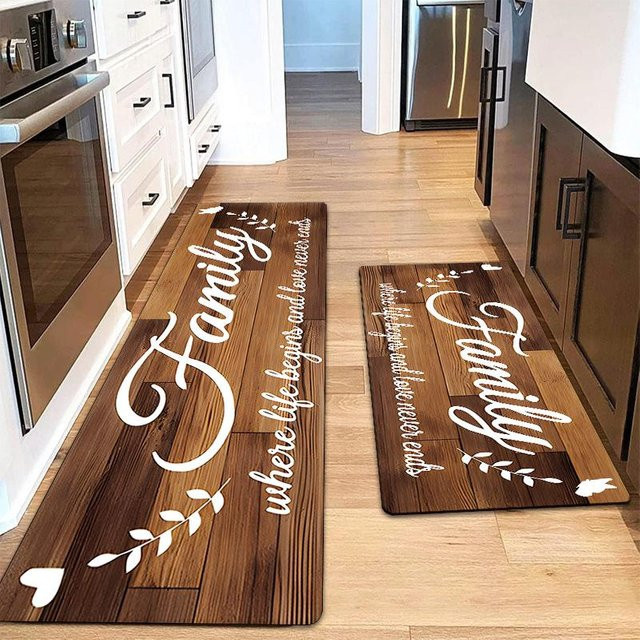 Lodestar Küchenmatten-Set mit Streifen-Design in Braun, Saugfähig und Rutschfest, B/T: 50 x 120 cm - Bild 1