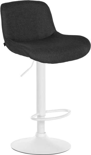 DELUKE Barhocker PONOR höhenverstellbarer Barstuhl aus Samt mit Lehne und 360 Grad Drehbarkeit, Schwarz/Weiß, B/T/H: 50 x 50 x 85 cm - Bild 1