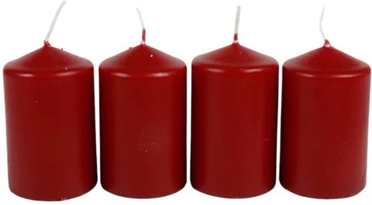 BURI Adventskranzkerzen Rot 4er-Set Stumpenkerzen aus Wachs Durchmesser: 5 cm, Höhe: 8 cm - Bild 1