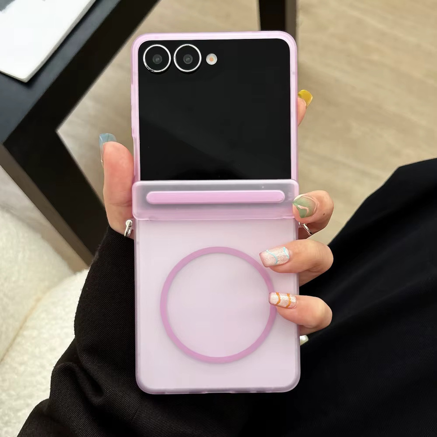 Matte magnetische Handyhülle für Samsung Z Flip 8 7 6 5 5G mit MagSafe Kompatibilität, stoßfest und ultradünn, Farbe: Schwarz - Bild 1