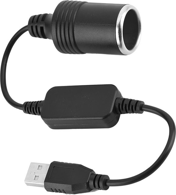 Qiilu USB-A auf 12V Zigarettenanzünder Adapter Konverter Kabel in Schwarz - Bild 1