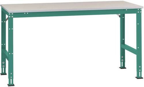 Manuflex Arbeits-Grundtisch UNIVERSAL Standard mit Kunststoffplatte, Grau/Grün, B/T/H: 300 x 80 x 76-87 cm - Bild 1