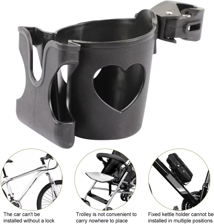 2-in-1 Kinderwagen Zubehör Set mit Tassenhalter und Telefonhalter in Schwarz oder Weiß - Bild 4