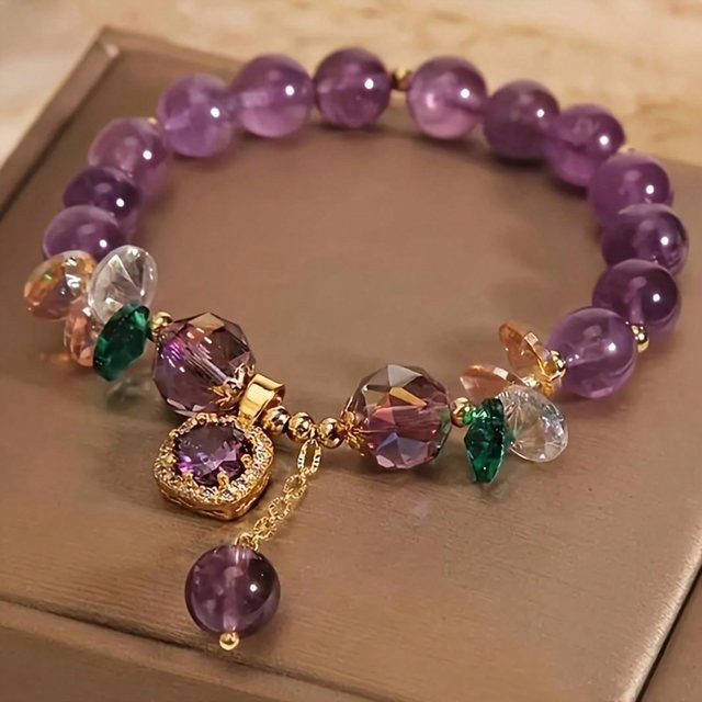 Armband Amethyst, Perle, violett, Damen, Vintage - Bild 1
