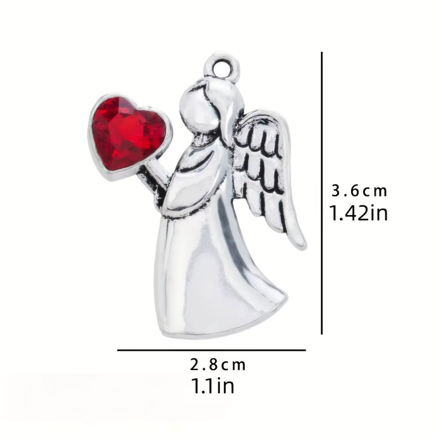 6er Set Engel und Herzen als silberne Diamant-Hängedekoration aus Metall für Valentinstag und besondere Anlässe - Bild 2