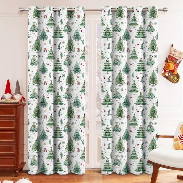 Yiran Furniture Verdunkelungsvorhang mit Weihnachtsmuster in Grau, Breite: 100 cm, Höhe: 130 cm - Bild 1