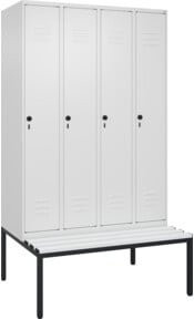 C+P Spind Classic PLUS Garderobenschrank mit Sitzbank, 4 Abteile, Farbe: Reinweiß, B/T/H: 212,0 x 120,0 x 81,5 cm - Bild 1