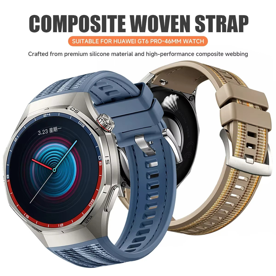 CAOWTAN Uhrenarmband Silikon, Nylon, Huawei Watch GT6 Pro 46 mm, Unisex - Bild 4