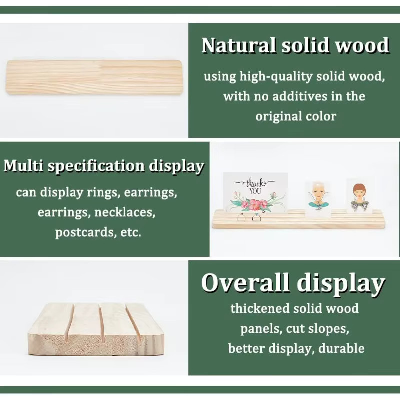 Holz-Ohrring-Ausstellungsständer mit 3 Slots aus Holz und Pappe als Display und Kartenhalter - Bild 3