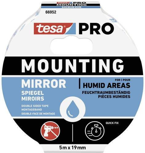 tesa PRO 66952 Montageband für Spiegel, weiß, Breite: 19 mm, Länge: 5 m - Bild 1