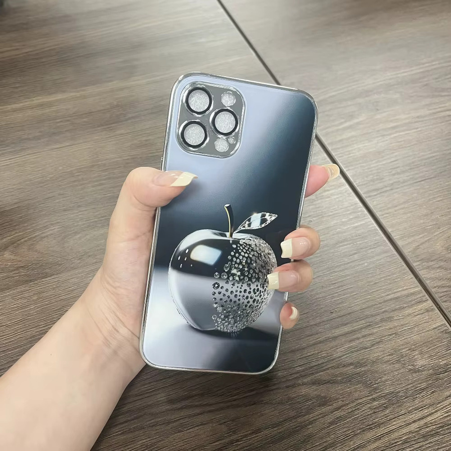 Apple iPhone Hülle mit Diamantmuster aus gehärtetem Glas in Transparent - Bild 2