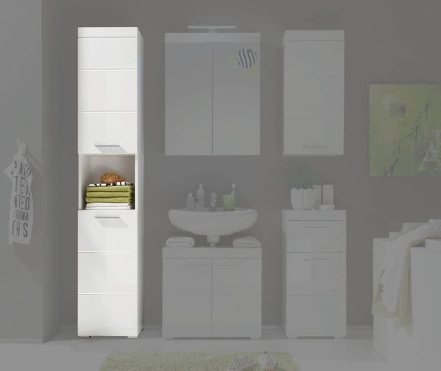 Badhochschrank Amanda TrendTeam Weiß Hochglanz B/H/T: 37 x 190 x 31 cm - Bild 1