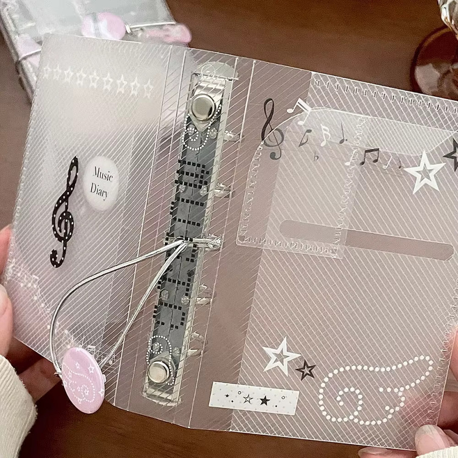 M5 Musik-Thema Ringbuch Notizbuch und Scrapbook aus PP, dreifach faltbarer Kartenorganizer und Fotoalbum in Multicolour - Bild 4