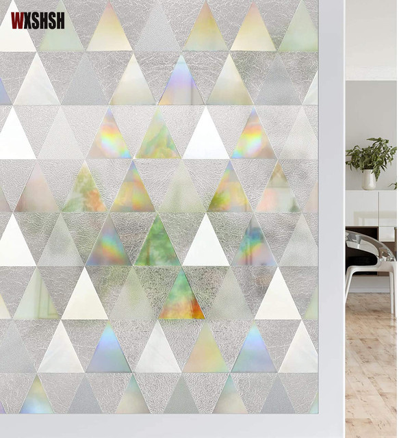 WXSHSH Fensterfolie mit Dreiecksmuster in Matt, 3D Laser Sichtschutzfolie aus Vinyl für Glas, statisch haftend - Bild 1