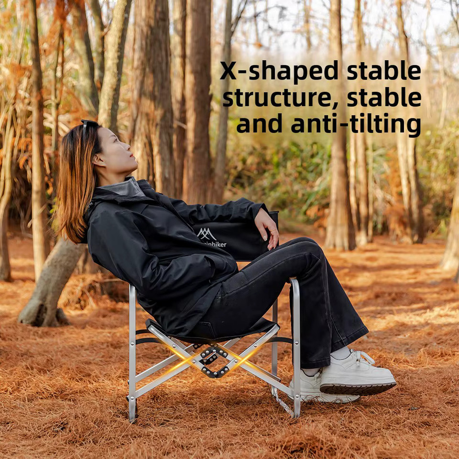 MOUNTAINHIKER Leichter Tragbarer Klappstuhl für Outdoor-Camping und Picknick in Schwarz mit Armlehnen - Bild 2