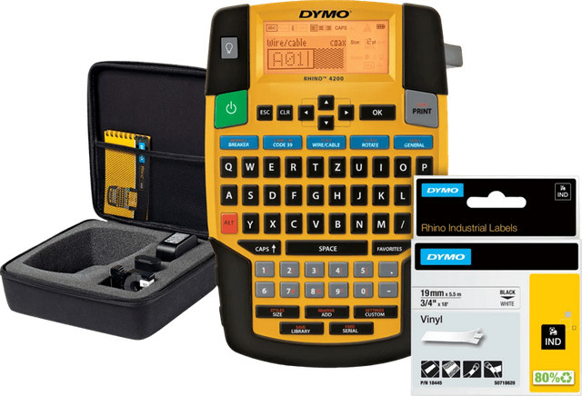 DYMO Rhino 4200 Case Kit Etikettendrucker mit einem zusätzlichen gelben Schriftband - Bild 1