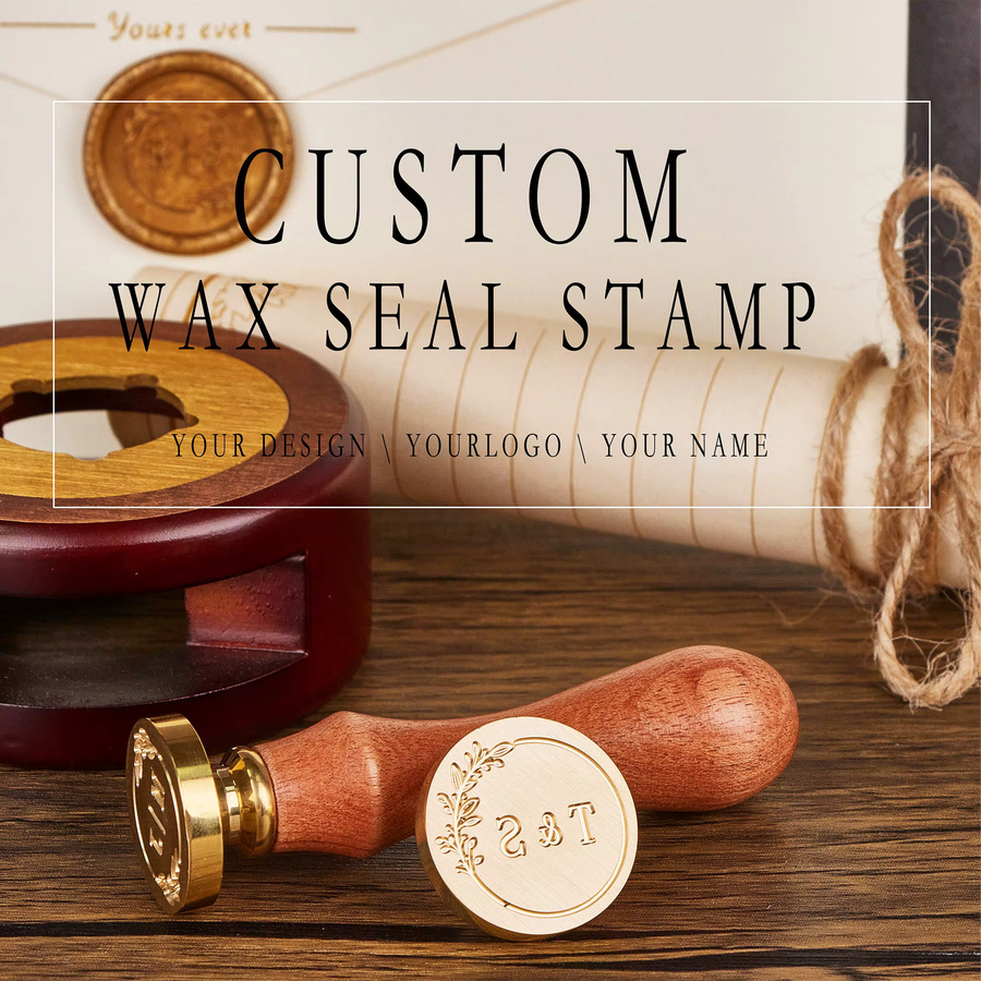 Personalisierter Wachssiegel-Stempel mit individuellem Logo-Design aus Messing und Holz für Hochzeiten, Einladungen und DIY-Bastelprojekte, Durchmesser: 1,5 bis 6 cm - Bild 5