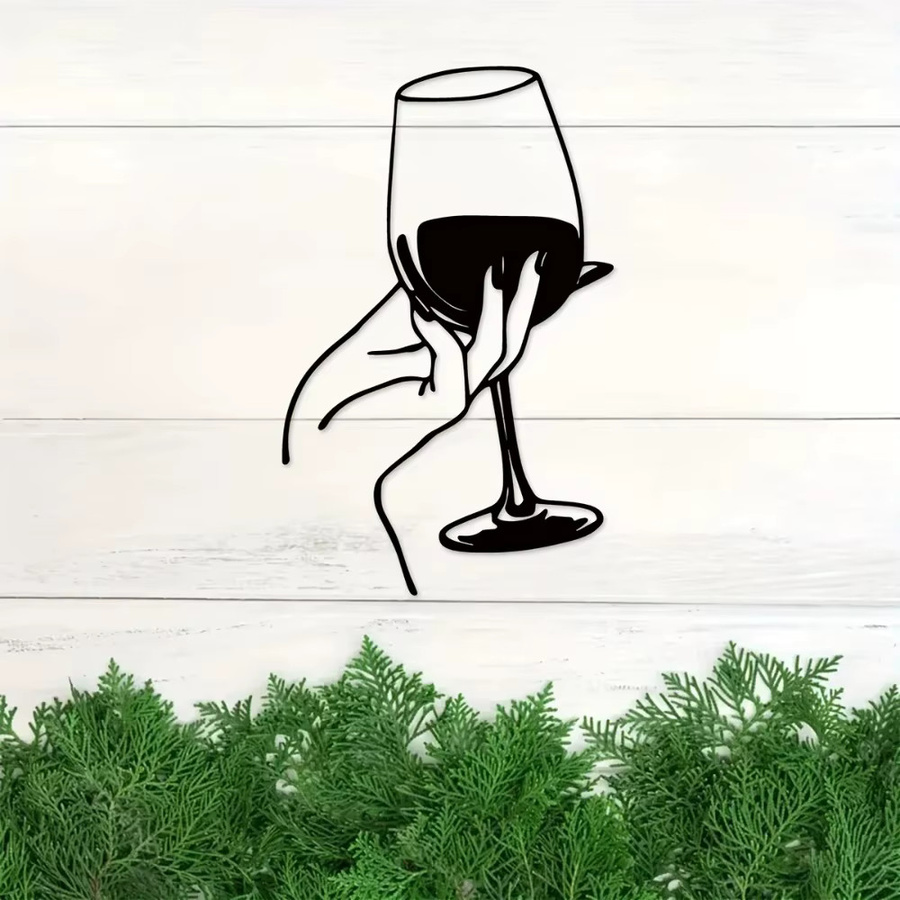 CIFBUY Metall Wandkunst Weinliebhaberin in Schwarz als minimalistische Wanddekoration - Bild 3