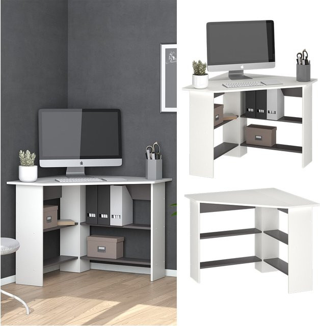 Vicco Eckschreibtisch Arion Bürotisch in Weiß mit Melaminharzbeschichtung B/T/H: 90 x 90 x 74 cm - Bild 1