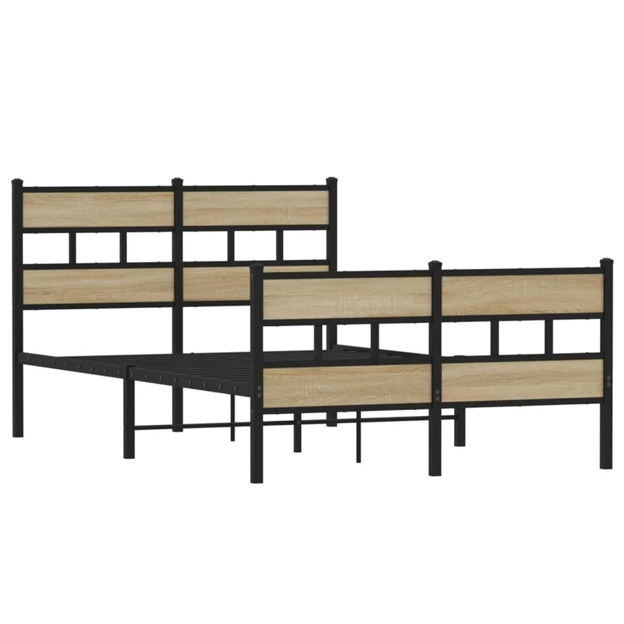 vidaXL Metallbett in Sonoma-Eiche ohne Matratze, B/T/H: 120 x 200 cm - Bild 2