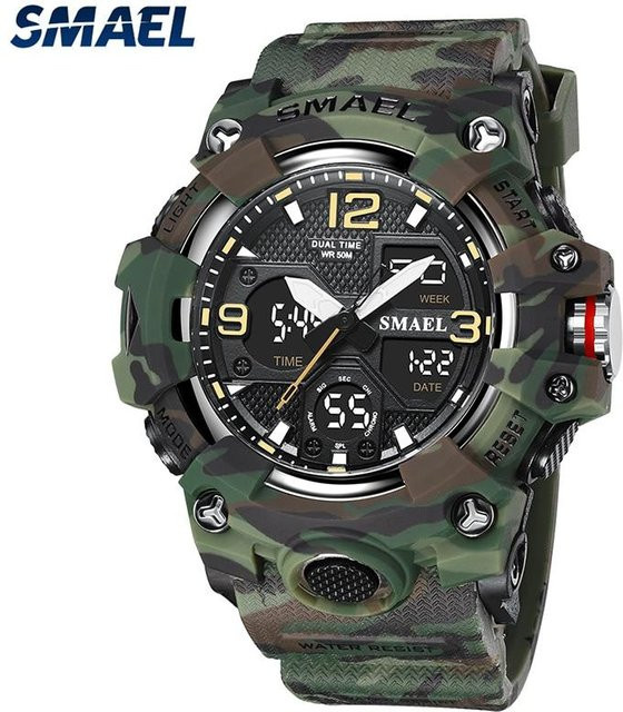 SMAEL Digitaluhr, Quarz, Kunststoff, 5 ATM, Herren, camouflage/armee grüne - Bild 1