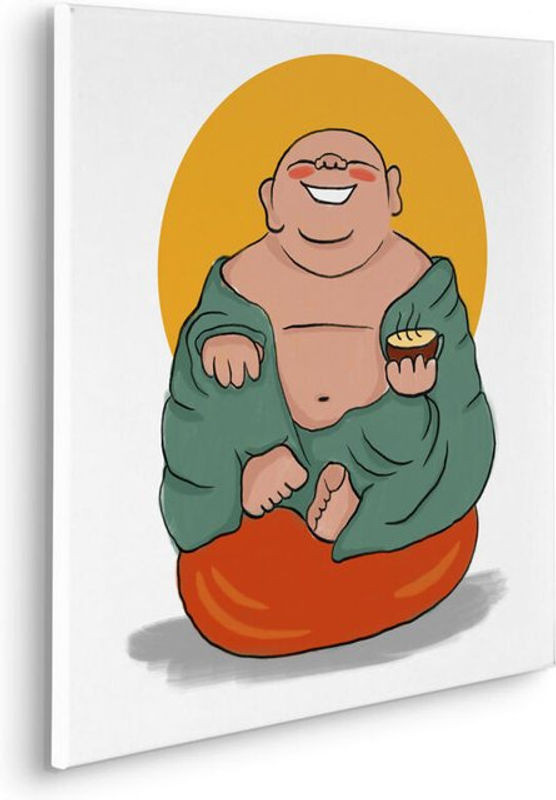 Komar Canvasbild Happy Buddy - Quadratische Leinwand in Gelb und Mehrfarbig - Minimalistisches Porträt - B/H: 60 x 60 cm - Bild 1