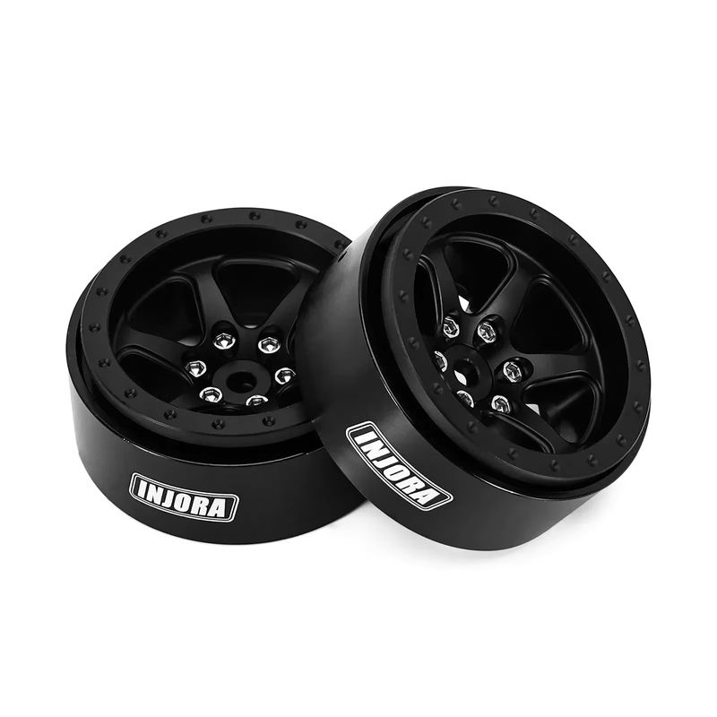 INJORA 1,3 Zoll Beadlock-Räder aus Aluminium in Schwarz mit negativem Versatz für 1/24 und 1/18 RC Crawler (W1309) - Bild 5