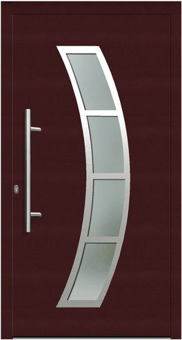 KNOCK Flügelüberdeckende Kunststoff-Haustür Terra mit Glaseinsatz, purpur-rot, modern, linksanschlag - Bild 1