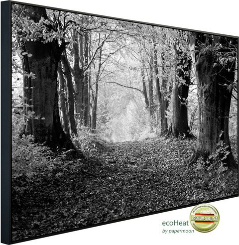 papermoon EcoHeat Infrarotheizung Wald Schwarz Weiss mit App-Steuerung und Überhitzungsschutz - Bild 1
