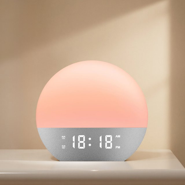 Niditon Wake Up Light Wecker mit Sonnenaufgang und Sonnenuntergang Simulation, FM Radio, RGB Nachtlicht und White Noise Machine, Nachttischuhr in Weiß - Bild 1