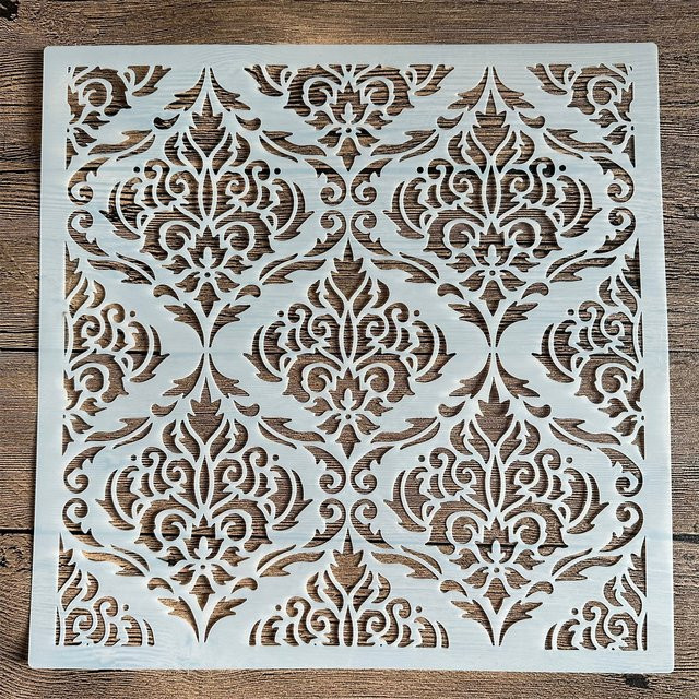 PenhuaMoban DIY Schablone mit Retro Blumenmuster und Mandala-Design für Wand, Boden und Möbel, B/H: 30 x 30 cm - Bild 1
