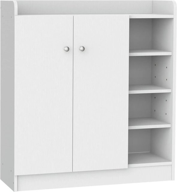 HOMCOM Schuhschrank als Allzweckschrank und Highboard, 2-Türig mit 4 Fächern, Weiß, B/T/H: 83 x 30 x 90 cm - Bild 1