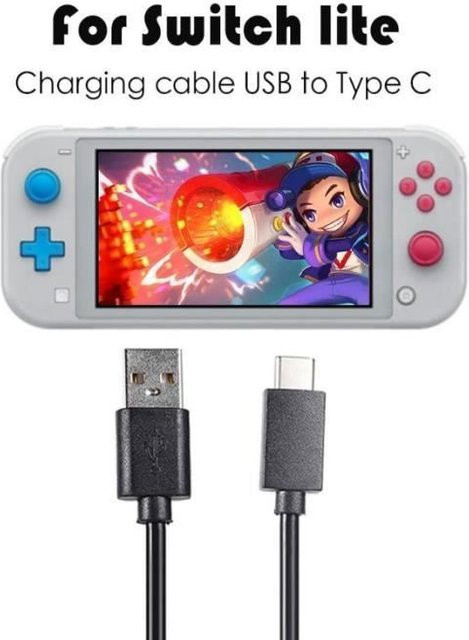 USB-C Schnellladekabel für Nintendo Switch und Switch Lite, 1 m, Schwarz - Bild 1