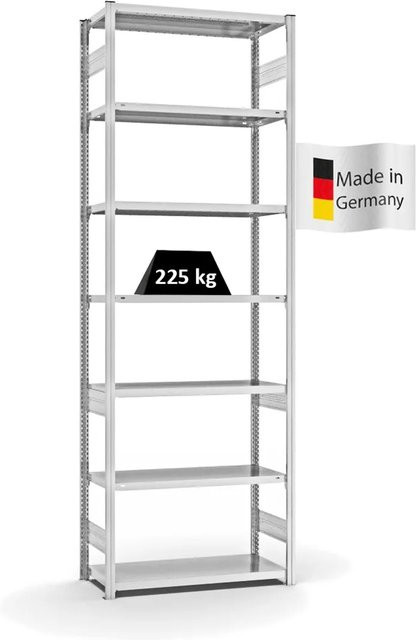 PROREGAL Fachbodenregal Stecksystem T-Profil Medium-Duty Grundregal, 7 Ebenen, Lichtgrau, H x B x T: 300 x 100 x 40 cm - Bild 1
